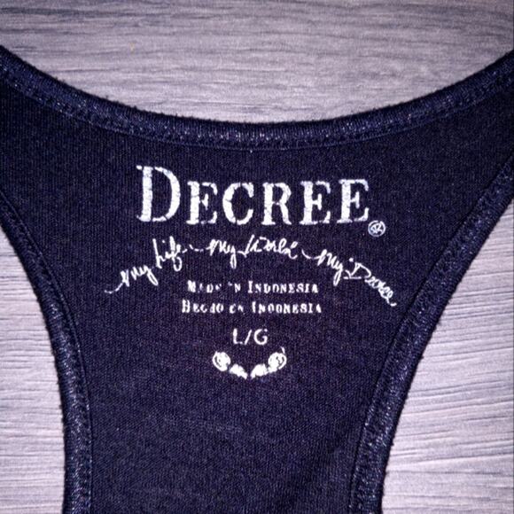 DECREE womens Black Shimmer Racer back Size L - Picture 9 of 10